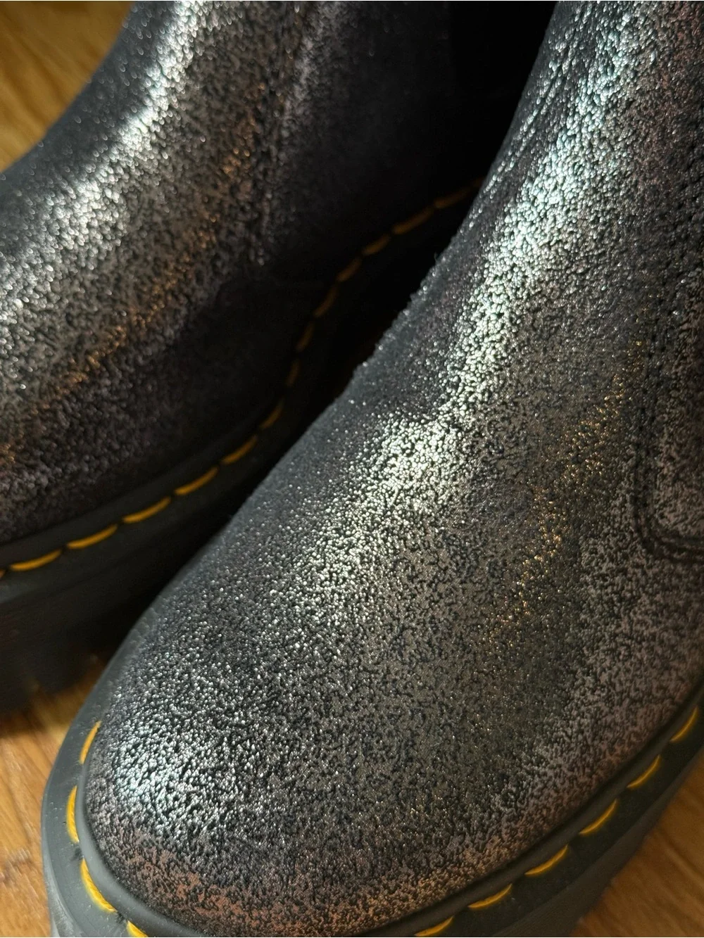Dr. Martens Women's Black Metallic Chelsea Ankle Boots with Fur Trim